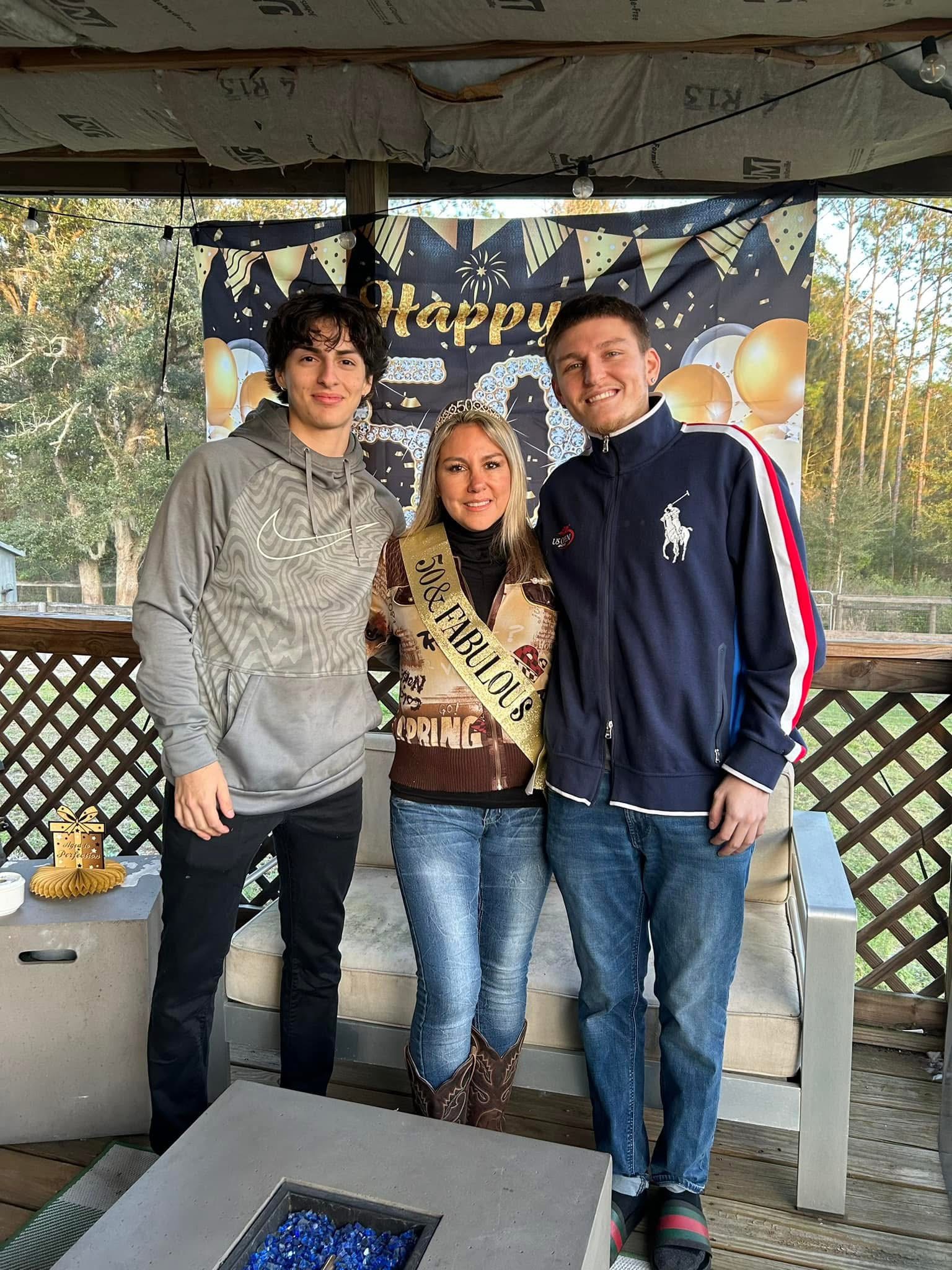 A mother with her two sons celebrating together at Lambruschini’s Ranch